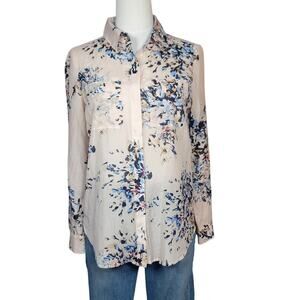 White House Black Market Floral Long Sleeve Shirt Size 2